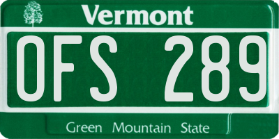 VT license plate OFS289