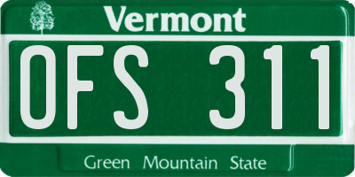VT license plate OFS311