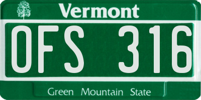 VT license plate OFS316