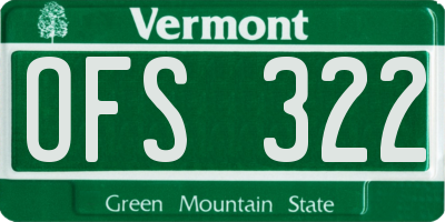 VT license plate OFS322
