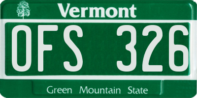 VT license plate OFS326