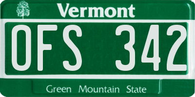 VT license plate OFS342