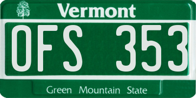VT license plate OFS353