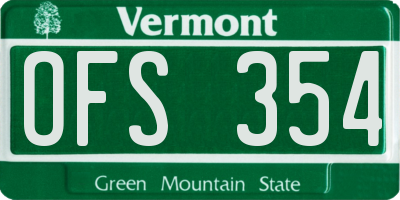 VT license plate OFS354