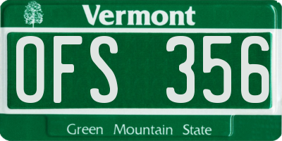 VT license plate OFS356