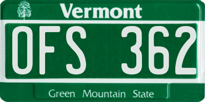 VT license plate OFS362
