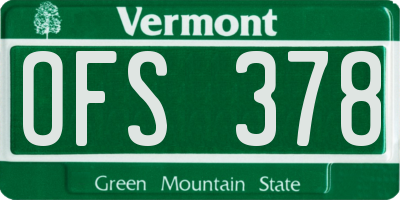 VT license plate OFS378