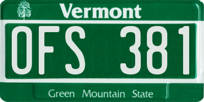VT license plate OFS381