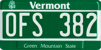 VT license plate OFS382