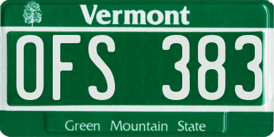 VT license plate OFS383