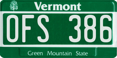 VT license plate OFS386