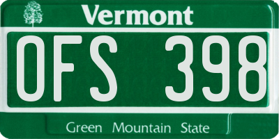 VT license plate OFS398