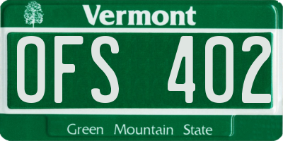 VT license plate OFS402