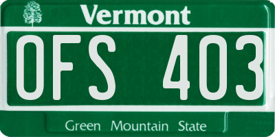 VT license plate OFS403