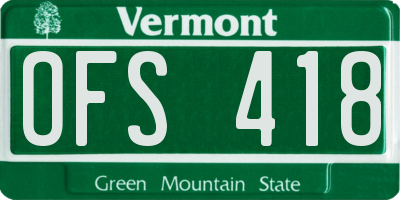 VT license plate OFS418