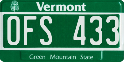 VT license plate OFS433