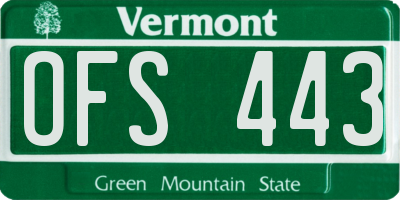 VT license plate OFS443