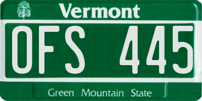 VT license plate OFS445