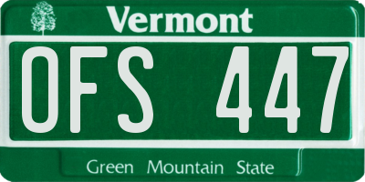VT license plate OFS447