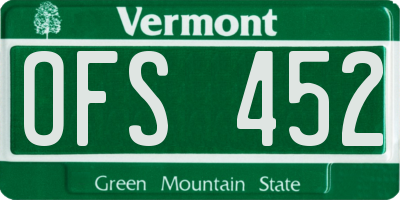 VT license plate OFS452
