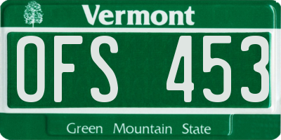 VT license plate OFS453
