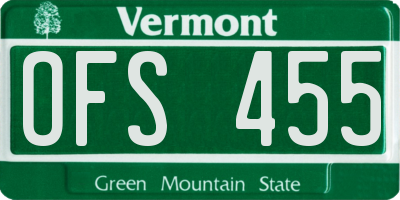 VT license plate OFS455