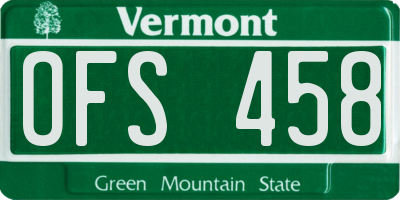 VT license plate OFS458