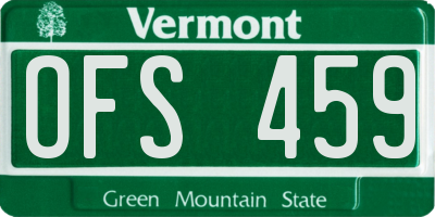 VT license plate OFS459