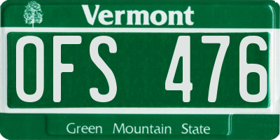 VT license plate OFS476