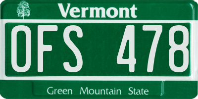 VT license plate OFS478