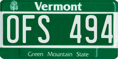 VT license plate OFS494