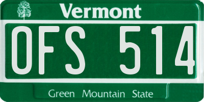 VT license plate OFS514
