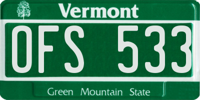 VT license plate OFS533