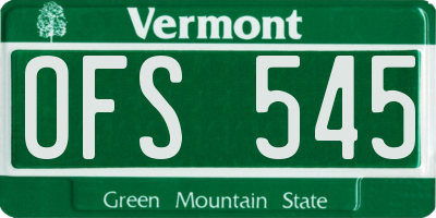 VT license plate OFS545