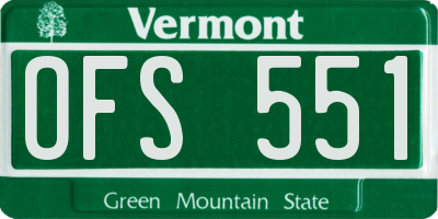 VT license plate OFS551