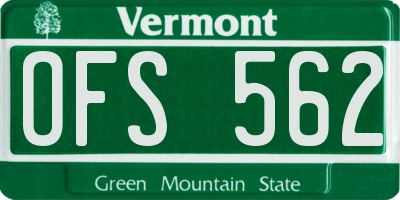 VT license plate OFS562
