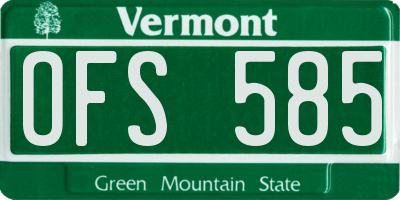 VT license plate OFS585