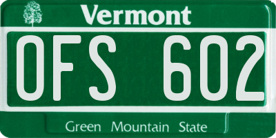 VT license plate OFS602