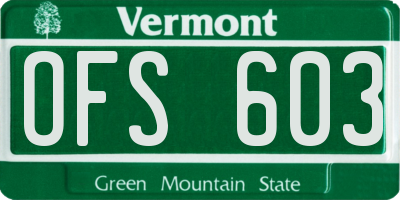 VT license plate OFS603