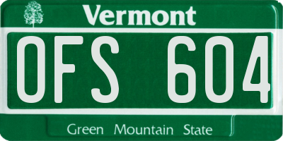 VT license plate OFS604