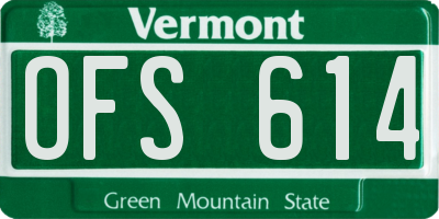 VT license plate OFS614