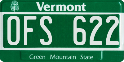 VT license plate OFS622