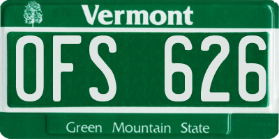 VT license plate OFS626