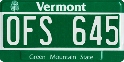 VT license plate OFS645