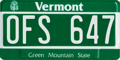 VT license plate OFS647