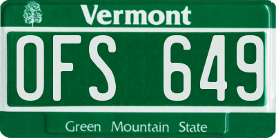 VT license plate OFS649