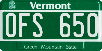 VT license plate OFS650