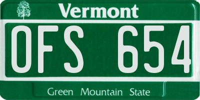 VT license plate OFS654