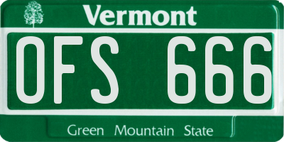 VT license plate OFS666