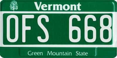 VT license plate OFS668